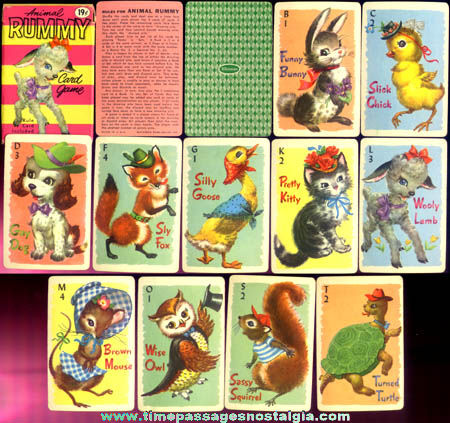 Old Boxed Whitman Cartoon Animal Rummy Card Game