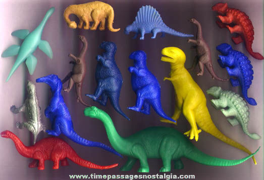 (15) Colorful Old Plastic Dinosaur Toy Playset Figures