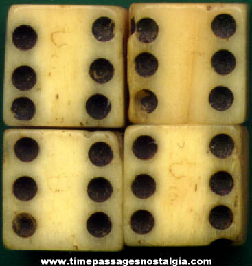 (4) 18th Century Ivory or Bone Dice With Tax Marks
