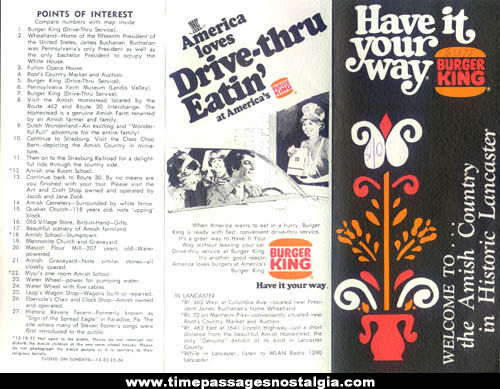 1978 Lancaster, Pennsylvania Burger King Advertising Brochure