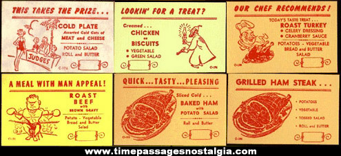 (24) Different Old Restaurant / Diner Menu Special Advertising Cards