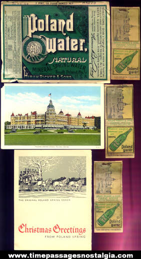 (6) Old Poland Springs Water Paper Advertising Items