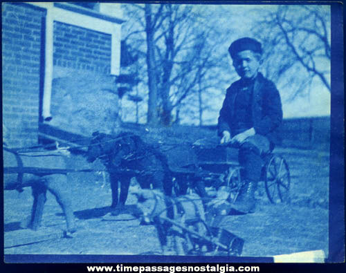 Boy With Toy Horses & Wagons 1902 Photograph