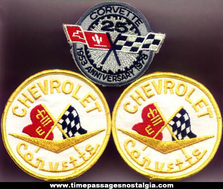 (3) Old Unused Chevrolet Corvette Advertising Cloth Patches