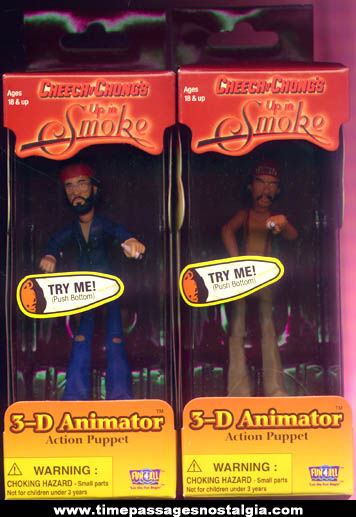 Unused Boxed Cheech & Chong 3-D Animator Action Push Puppet Toys
