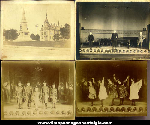 (4) 1902 Saugus Massachusetts Town Hall Theatre Photographs