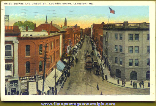 1930 Union Square Lewiston Maine Post Card