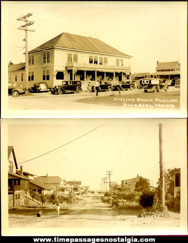 (2) Early Unused Higgins Beach, Maine Real Photo Post Cards