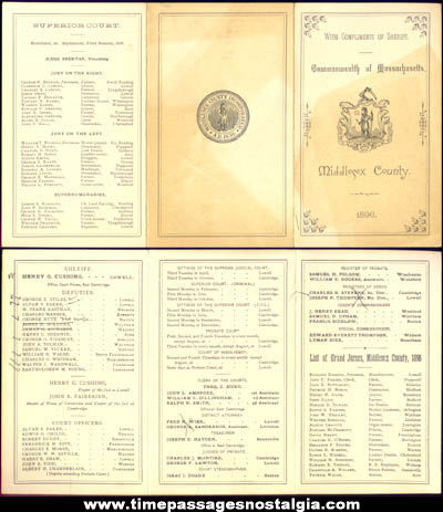 1896 Middlesex County Massachusetts Police & Court Brochure