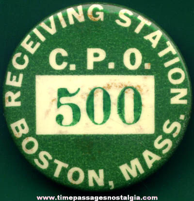 Old Receiving Station Boston Massachusetts Employee Badge