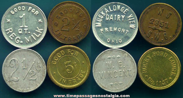 (4) Old Good For Advertising Token Coins