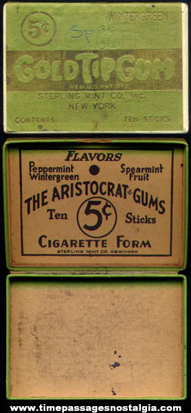 Old Gold Tip Gum Wintergreen 5 Cent Advertising Box