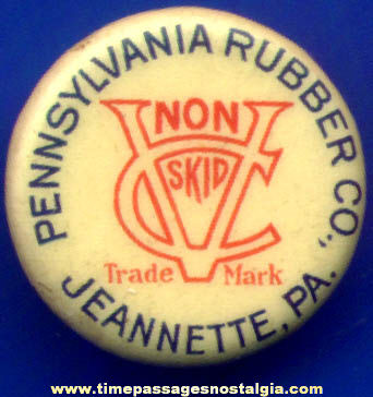 Old Celluloid Pennsylvania Rubber Company Advertising Stud Lapel Button