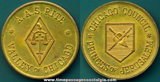 Old Brass Princes Of Jerusalem Religious Fraternal Medallion Coin