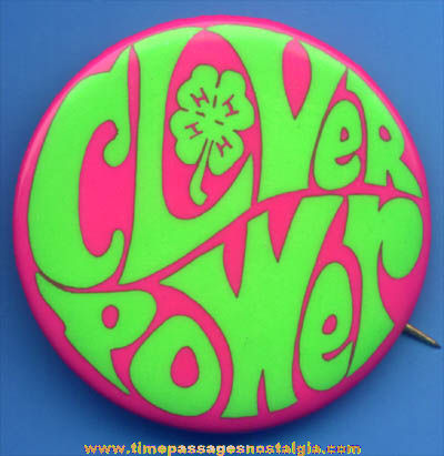 Old Psychedelic 4H Advertising Clover Power Pin Back Button
