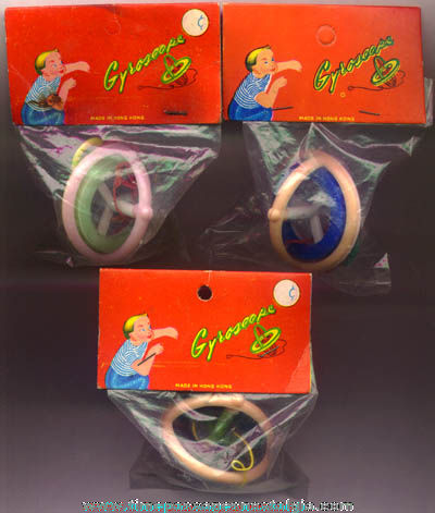 (3) Old Unopened Toy Spinning Gyroscope Tops