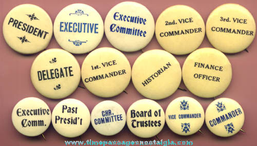 (15) Old Celluloid Job Title Pin Back Badge Buttons