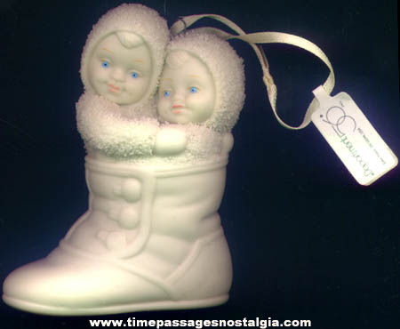 Department 56 Porcelain Snow Baby Twins In Shoe Figurine Ornament