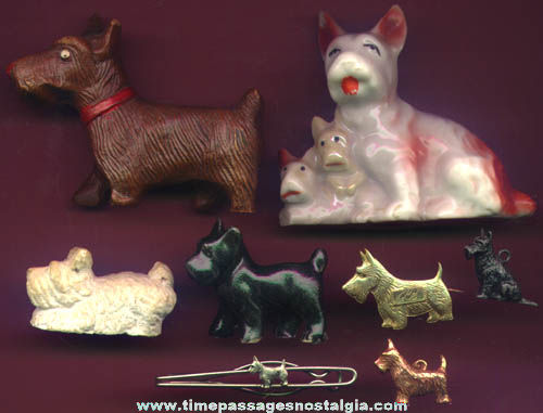 (8) Different Old Small Or Miniature Scottie Dog Items