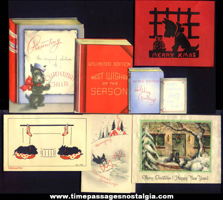 (5) Old Scottie Dog Christmas Greeting Cards