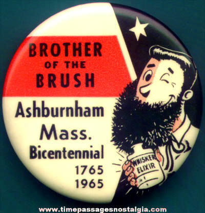 1965 Ashburnham Massachusetts Bicentennial Advertising Pin Back Button