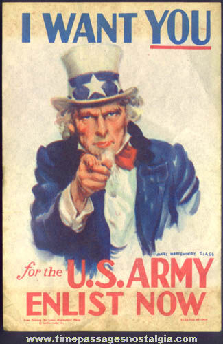1940 Miniature United States Army Uncle Sam Patriotic Enlistment Poster