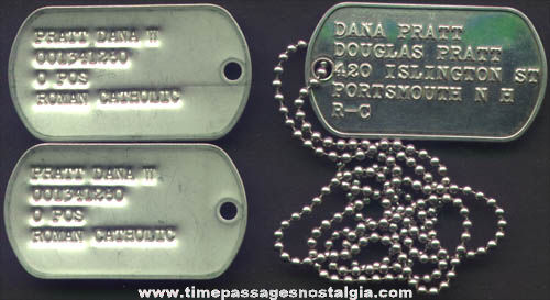 (3) Matching Old Military Dog Tags
