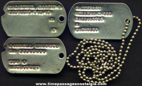 (3) Mixed Old Military Dog Tags