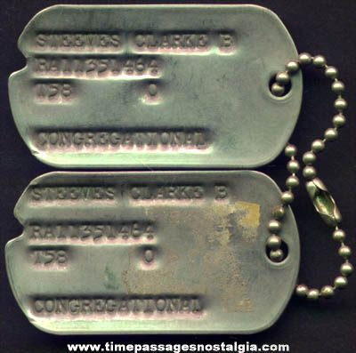 (2) Matching Old Military Dog Tags