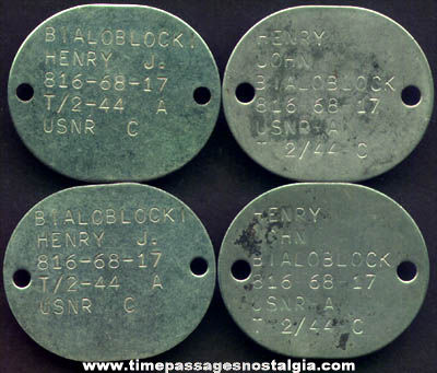 (4) Matching Old United States Navy Military Dog Tags