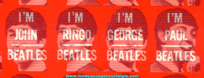 Rare Uncut 1960s Vari-Vue Factory Sheet of (192) Beatles Toy Flicker Ring Images