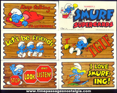 (17) Old Smurf Character Topps Gum Trading Cards