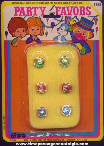 (6) Old Unopened Party Favor Toy Rings