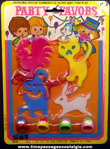(8) Old Unopened Party Favor Toy Rings & Necklaces