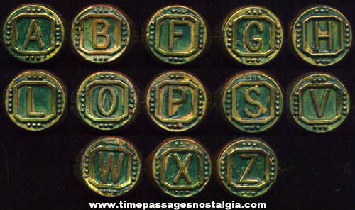 (13) 1940’s - 1950’s Gumball Machine Prize Initial Toy Rings