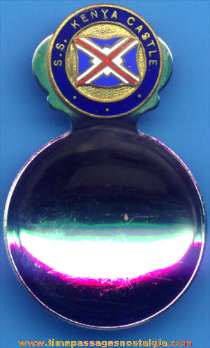 Old Enameled S. S. Kenya Castle Cruise Ship Advertising Souvenir Scoop Spoon