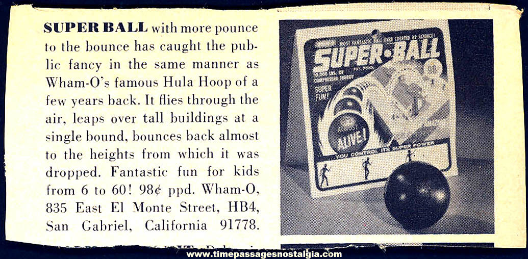 1965 Original Miniature Black Wham-O Super Ball