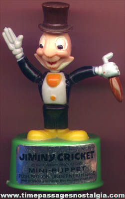 Old Walt Disney Jiminy Cricket Cartoon Character Kohner Push Puppet