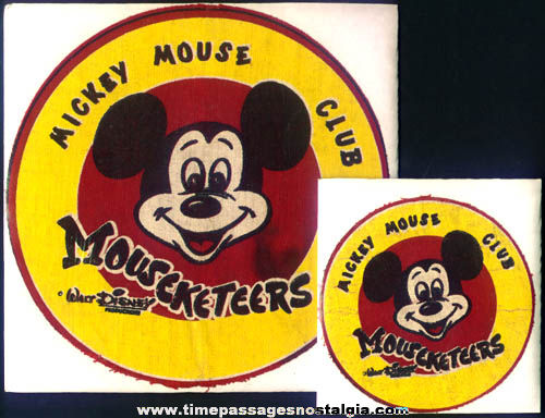 (2) Old Unused Mickey Mouse Club Advertising Mouseketeers Iron On Cloth Patches