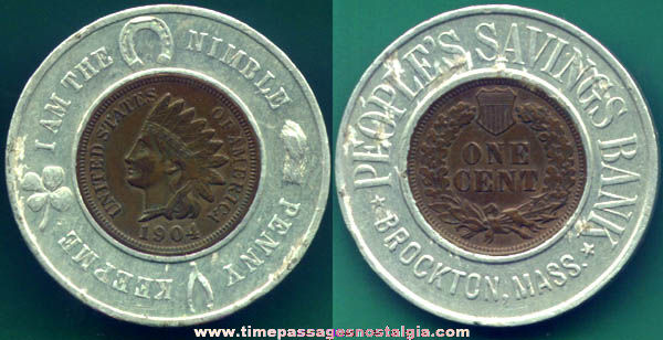 Old Good Luck Advertising Encased Indian Head Penny