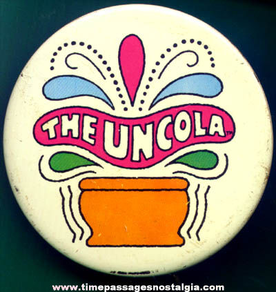 Colorful Old 7-Up Uncola Tin Advertising Pin Back Button