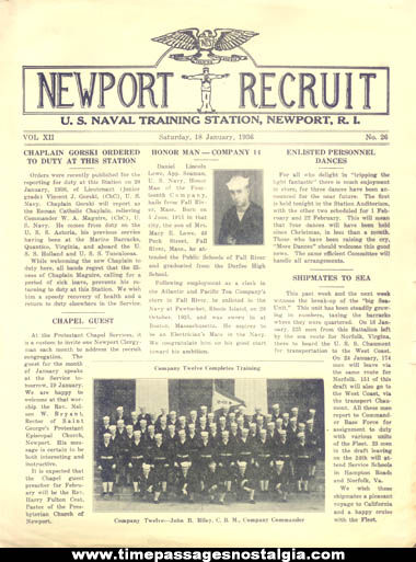 (6) 1935 - 1936 United States Naval Training Station Newport Recruit Newsletters