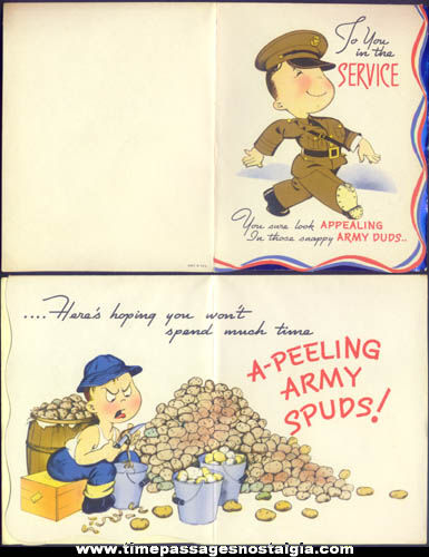 Unused 1940s Homefront U.S. Army, Soldier, Sweetheart Greeting Card