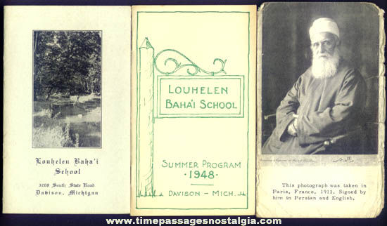 (15) Old ABDU’L-BAHA Photographs & Louhelen Baha’i School Programs