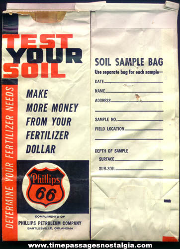 (2) Old Unused Phillips 66 Soil Test Sample Advertising Bags