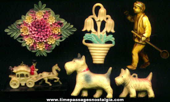 (6) Old Miniature Celluloid Items