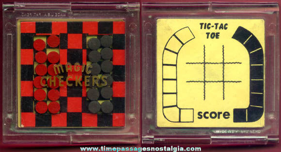Old Miniature Magnetic Magic Checkers & Tic Tac Toe Travel Game