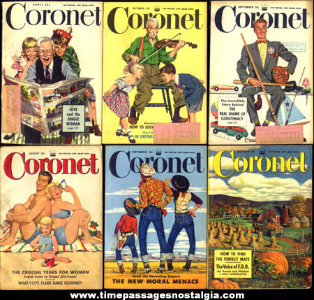 (6) 1949 - 1950 Coronet Magazines