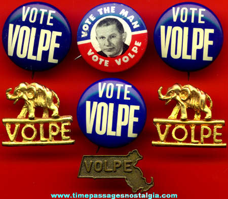 (7) Old John A. Volpe Republican Political Campaign Pins