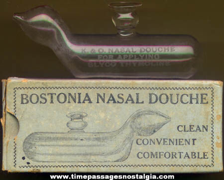 Old Boxed Glass Bostonia Nasal Douche Medical Device